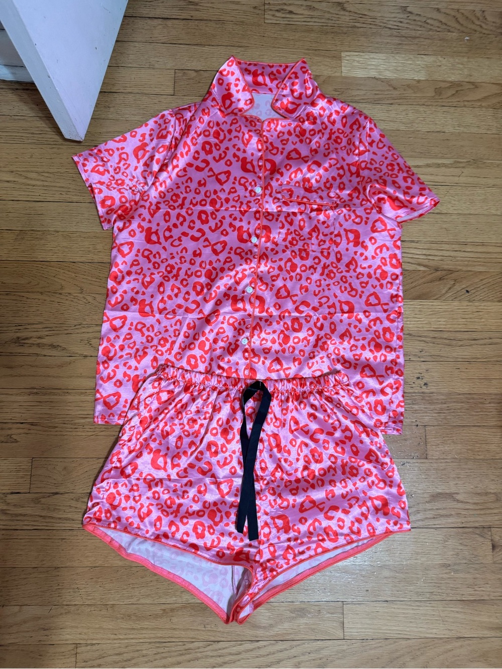 Pink Leopard-Print Pajama Set